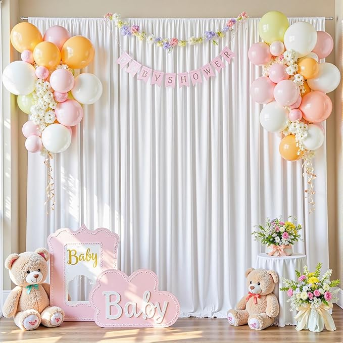 40ftx10ft Wrinkle Free White Backdrop Curtains - Image 3