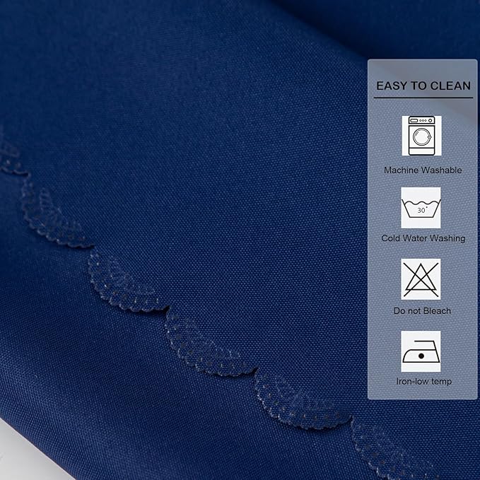 Round Navy Tablecloth 48 Inch Polyester Fabric Washable Table Cloth Decorative - Image 6