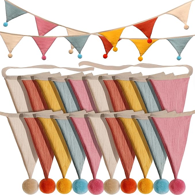 20 Pcs Pennant Banner Flags, 2 Sets Garland Nursery Triangle Bunting Flag Baby by DWNCE