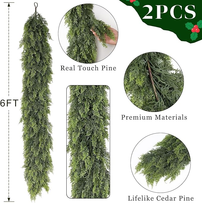 6FT Real Touch Cedar Garland - Image 5