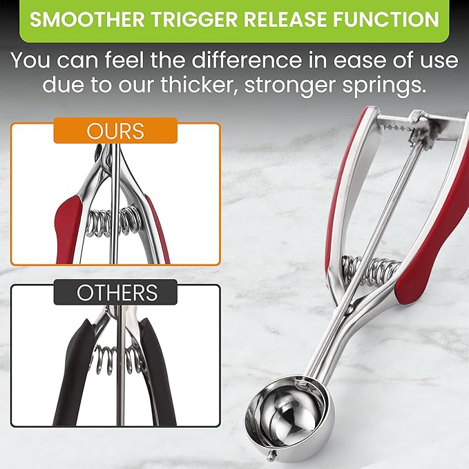 Spring Chef Red Small 1 Tbsp Stainless Steel Cookie Scoop - Image 4