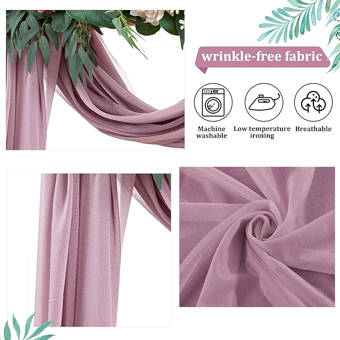 Arch Drapes for Wedding Arch Draping Fabric Dusty Rose Sheer Backdrop Curtain - Image 6