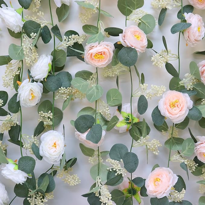 MAKHOT 2Pack White 6.6Ft Artificial Eucalyptus Garland - Image 2