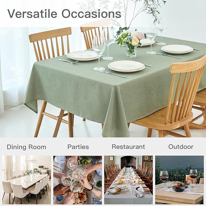 maxmill Square Tablecloth Linen Texture Stain Resistant Waterproof Wrinkle - Image 9