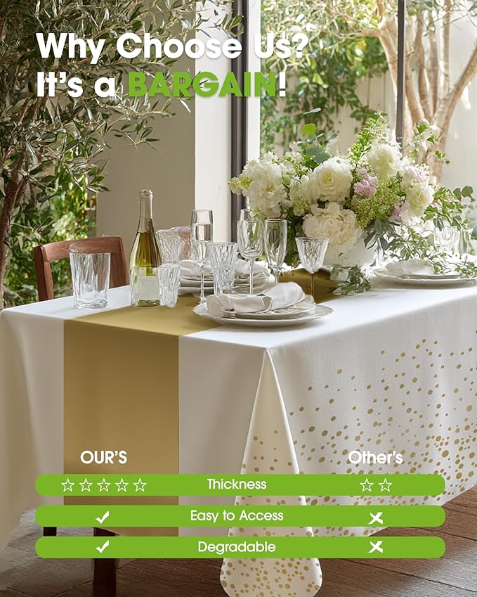 Pureegg Plastic Table Cloth Disposable 10 Pack, 54 x 108 Inch, Table Runner - Image 6