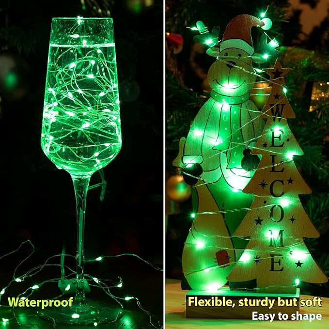 HXWEIYE 6 Pack Green Fairy Lights Battery Operated, 7ft 20LED Mini Fairy String - Image 6