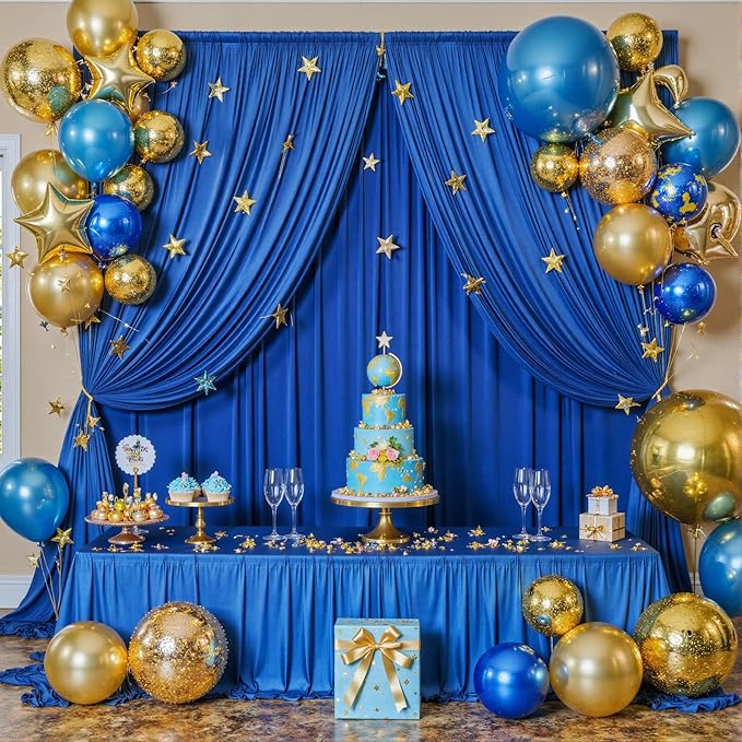 50ftx12ft Wrinkle Free Royal Blue Backdrop Curtain, 10 Panels 12FT Height Royal - Image 7
