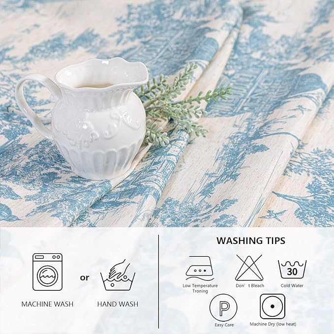 MYSKY HOME Linen Vintage Rectangle Tablecloth 60x84 Inches - Image 4