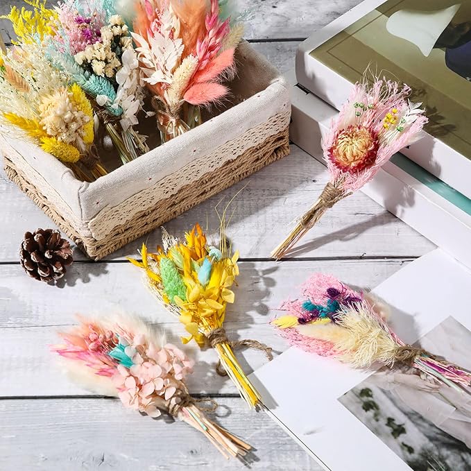 Layhit 12 Pack Boho Dried Flower Bouquet Mini Wedding Handmade Dry Flowers Decor - Image 6