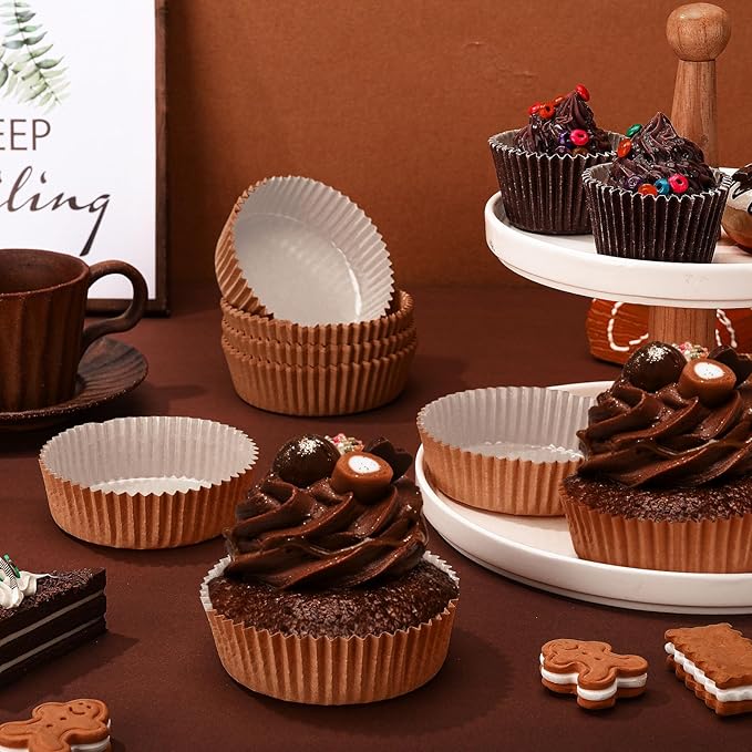 Uiifan Disposable Round Cupcake Liners Paper Baking Cups Wrappers Cupcake Paper - Image 4