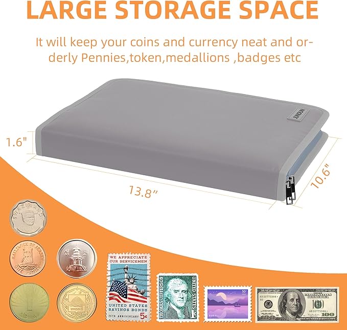 Coin Collection Book Holder for Collectors, 300 Pockets Fireproof Coins - Image 6