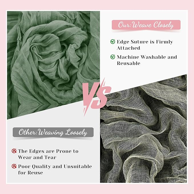Sage Green Table Runner, 10Ft 120in Cheesecloth Table Runner, Gauze Rustic - Image 5