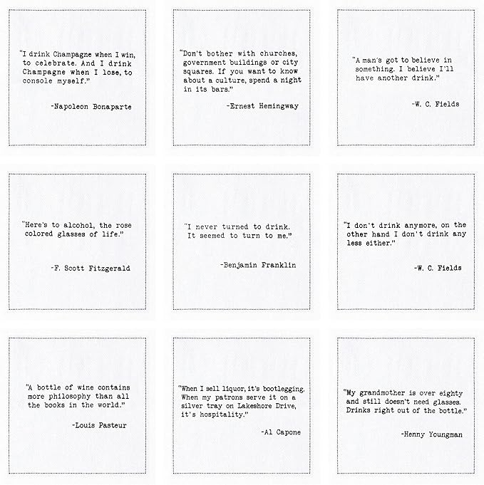 Five Star Napkins Literary Bar Quotes White Cotton Cocktail Napkins, Beverage - Image 2