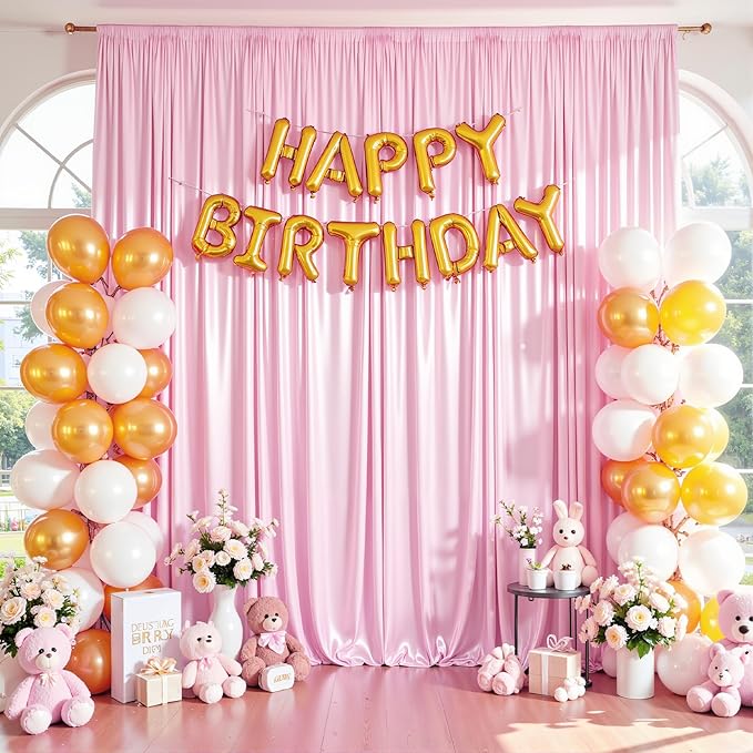 10x10 ft Pink Glitter Backdrop Curtain or Parties, Wrinkle Free Glitter Photo - Image 3