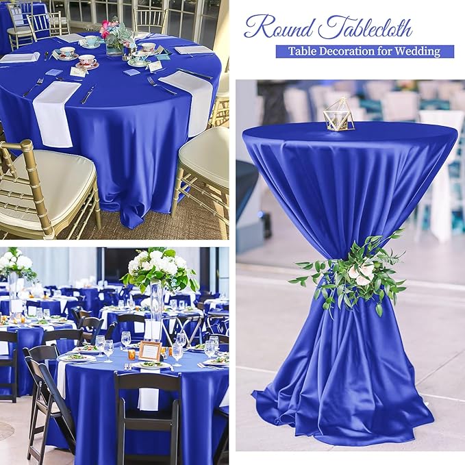 fani 12 Pack 120 Inch Royal Blue Satin Tablecloth - Image 7