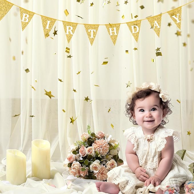 Ivory Tulle Backdrop Curtain for Wedding Parties 10ft x 10ft Sheer Backdrop - Image 6