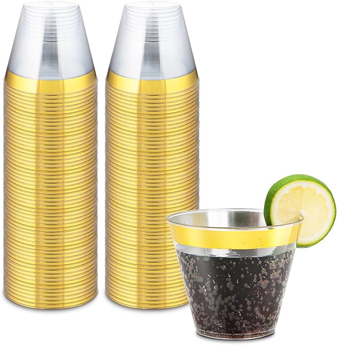 50counts 9 OZ. Disposable Cups Old fashioned Party Tumblers, 9 Ounce Squat Cups by ByvivaceDisposables