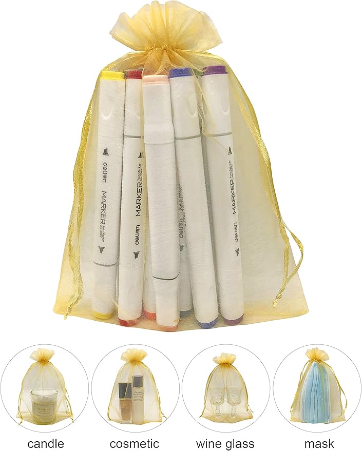 100pcs Gold Organza Gift Bags 6x9 Inch Mesh Drawstring Pouch Jewelry Bags - Image 7