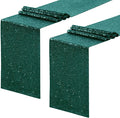 Sequin Table Runners 2 Pieces Emerald Green Table Runners 12x72 Inch Glitter by SoarDream