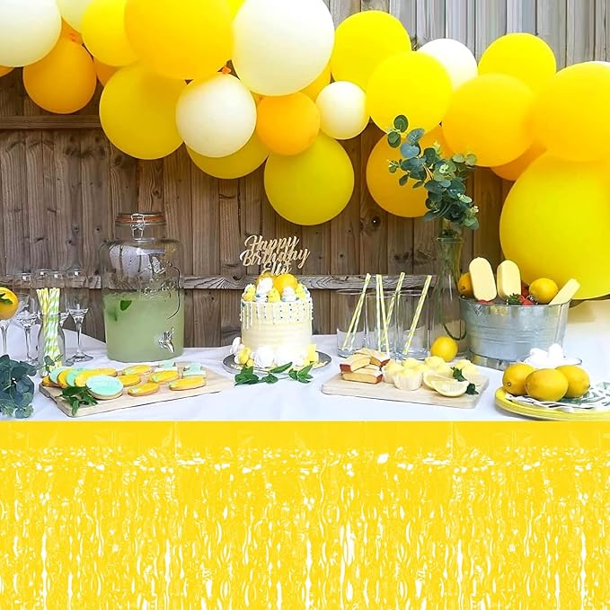 4P Wavy Metallic Tinsel Foil Fringe Table Skirts - Image 4