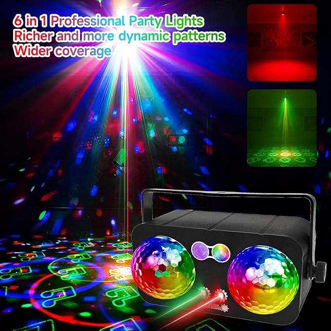 6 in 1 Party Lights Disco Ball Light Dj Disco Lights LED Stage Strobe Lights - Image 3