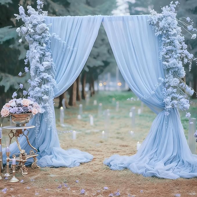 10ft x 10ft Baby Blue Backdrop Curtains, Wrinkle-Free Sheer Chiffon Fabric by WishCare