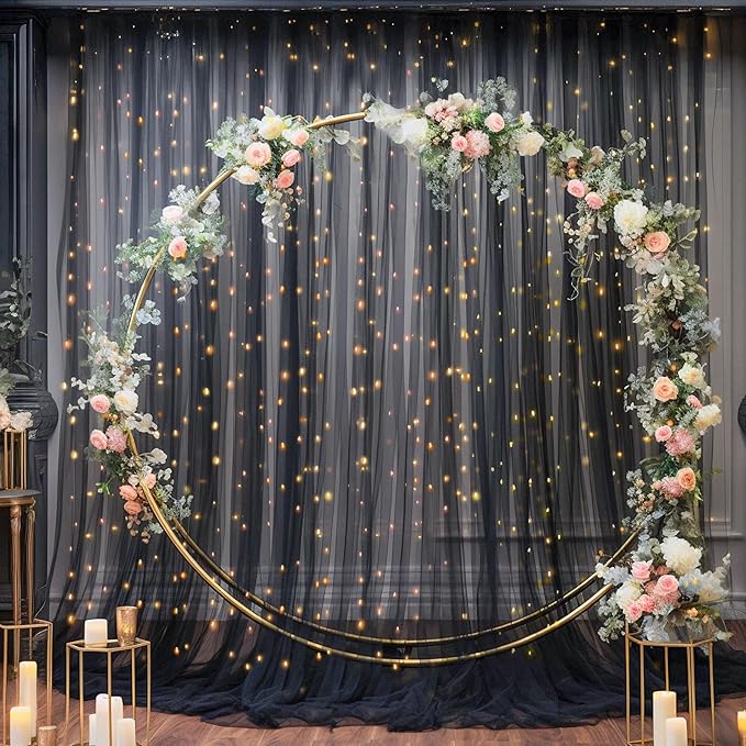 30×10ft Black Tulle Backdrop Curtain - Image 7