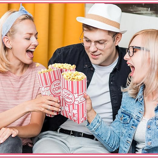 200 Pcs Paper Popcorn Bags Bulk 2 oz Large Flat Bottom Boxes Red and White - Image 4