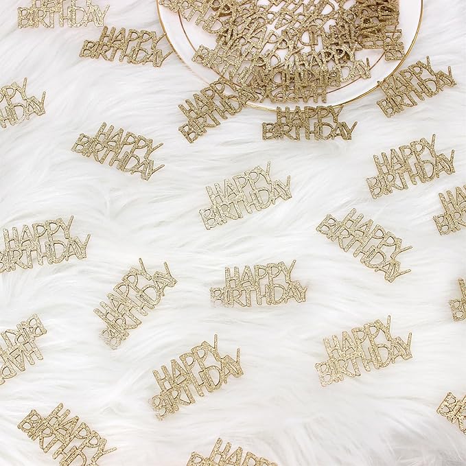 Champagne-Gold Happy Birthday Confetti - Image 4