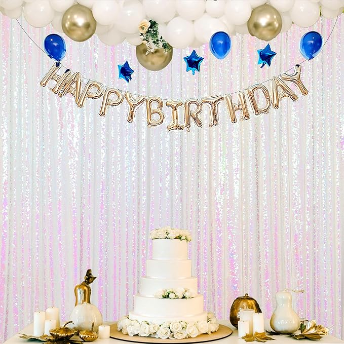 ShinyBeauty 4x10ft White Sequin Photography Backdrop | 4 Panels Glitter Sparkly - Image 5