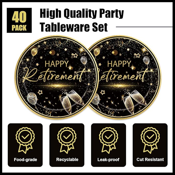 40pcs Happy Retirement Party Supplies Decorations Set, Suitable - Image 4