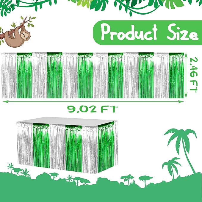 4 Pack 29x108 Inch Metallic Foil Fringe Tinsel Table Skirts - Image 2