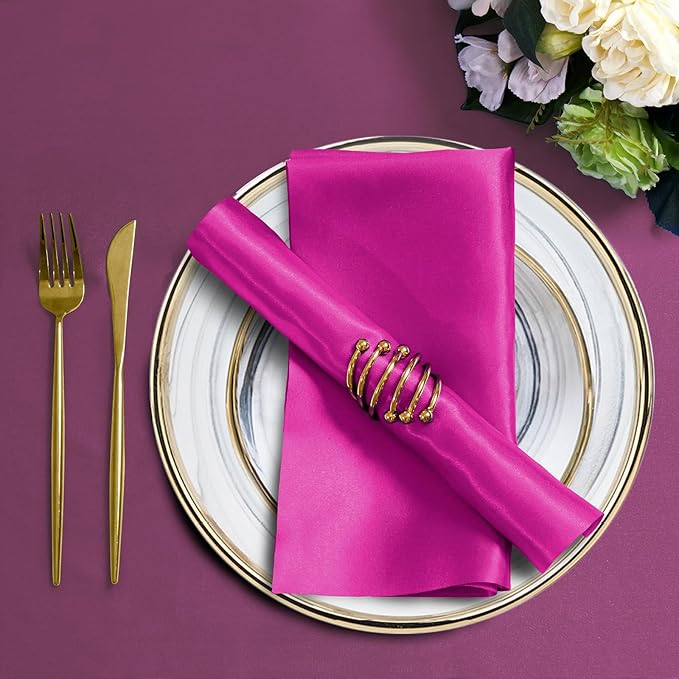 Horbaunal 30 Pack Hot Pink Satin Napkins 17 x 17 Inch, Square Soft Table Dinner - Image 7