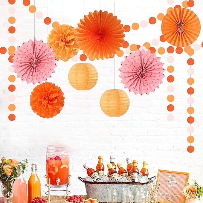 Fall-Boho Pink-Orange Thanksgiving Party-Decorations - Image 5