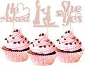 Sotpot 24PCS He Asked She Said Yes Cupcake Toppers by Sotpot