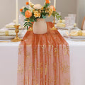 Snowkingdom Terracotta Gold Table Runner 10Ft, Fall Glitter Dining Table by Snowkingdom
