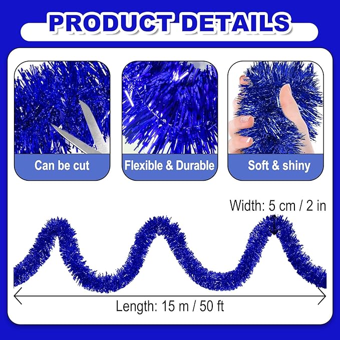 50 Feet Christmas Foil Fringe Banner Metallic Tassle Garland Metallic Backdrop - Image 2