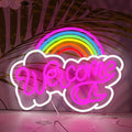 LISIGNVE Rainbow Welcome Neon Sign Cloud Light Up Sign Welcome Led Sign Rainbow by LISIGNVE