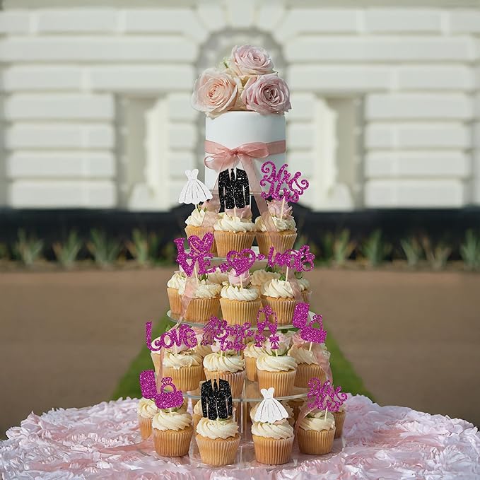Ephlyn 30Pcs Bride to be Cupcake Toppers Glitter Wedding Cake Topper - Image 8