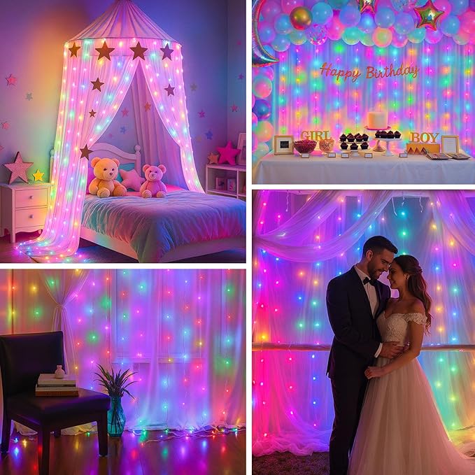 DomeStar 300 LED Fairy Curtain Lights, 9.8ft x 9.8ft Battery Operated - Image 6