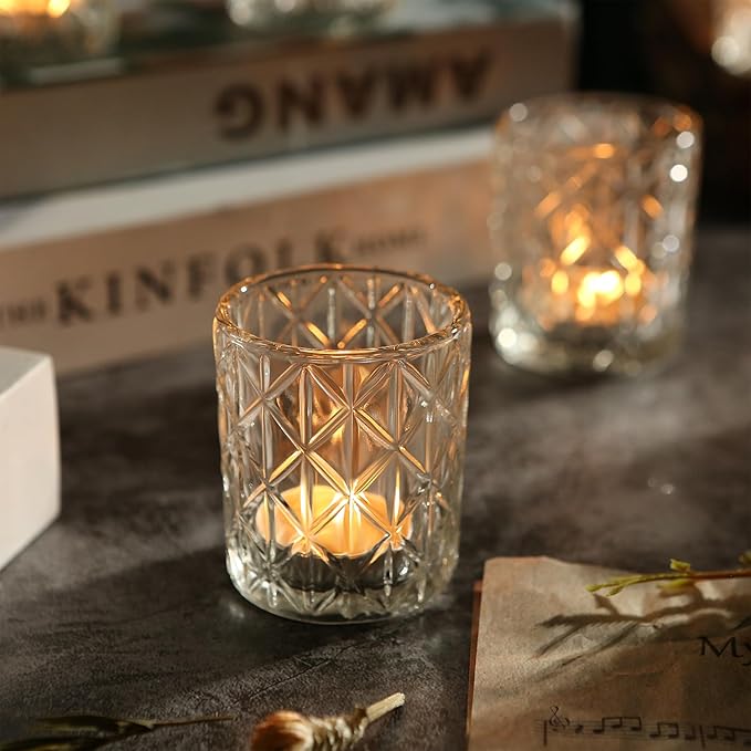 48 Pack Clear Votive Candle Holders, Vintage Glass Candle Holder - Image 6