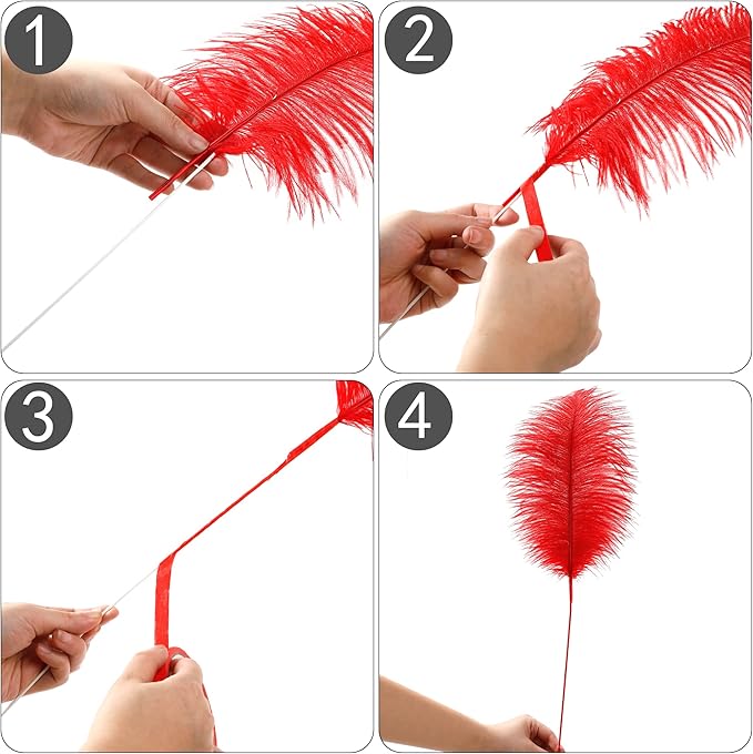 Holmgren Red Ostrich Feathers for Vase - Image 4