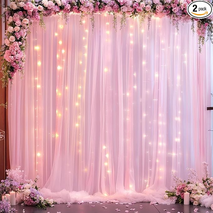 10ft x 10ft Pink Tulle Photo Backdrop Curtain by Suppromo