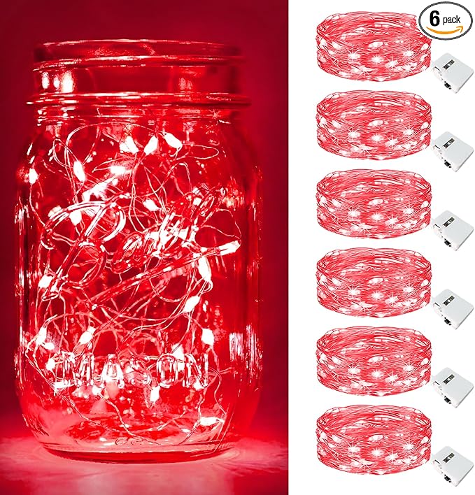 btfarm 6 Pack Fairy Lights Battery Operated, 7ft 20 Led Twinkle Lights String by btfarmdecorativelighting
