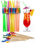 BLUE TOP Cocktail Picks&Umbrella Drink Straws Set-400pcs 4Inch Frill by BLUETOP