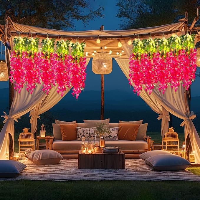 12 Pack Fuchsia Wisteria Hanging Flowers Garland - Image 3