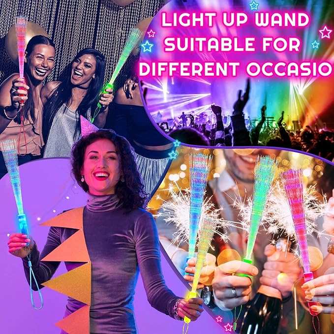 Lewtemi 60 Pack Fiber Optic Wand Glow Wand LED Light Up Wand Bulk - Image 7