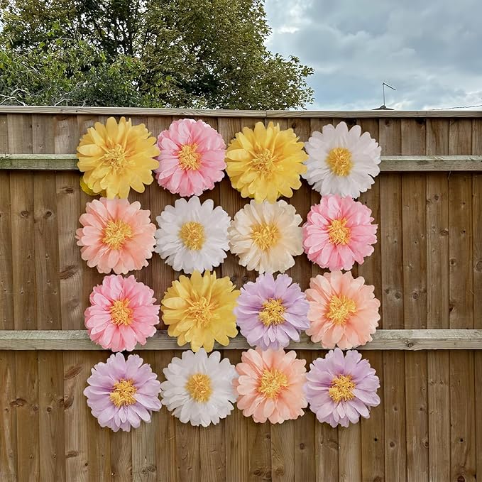 12 Pcs Daisy Tissue Paper Pom Poms Party Decorations Colorful Tissue Flowers - Image 7