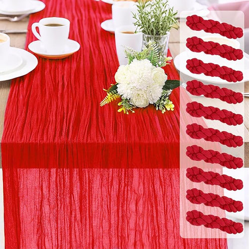 10-Pack Red Cheesecloth Table Runners – 10FT Boho Rustic Gauze Fabric Cheese by Unknown
