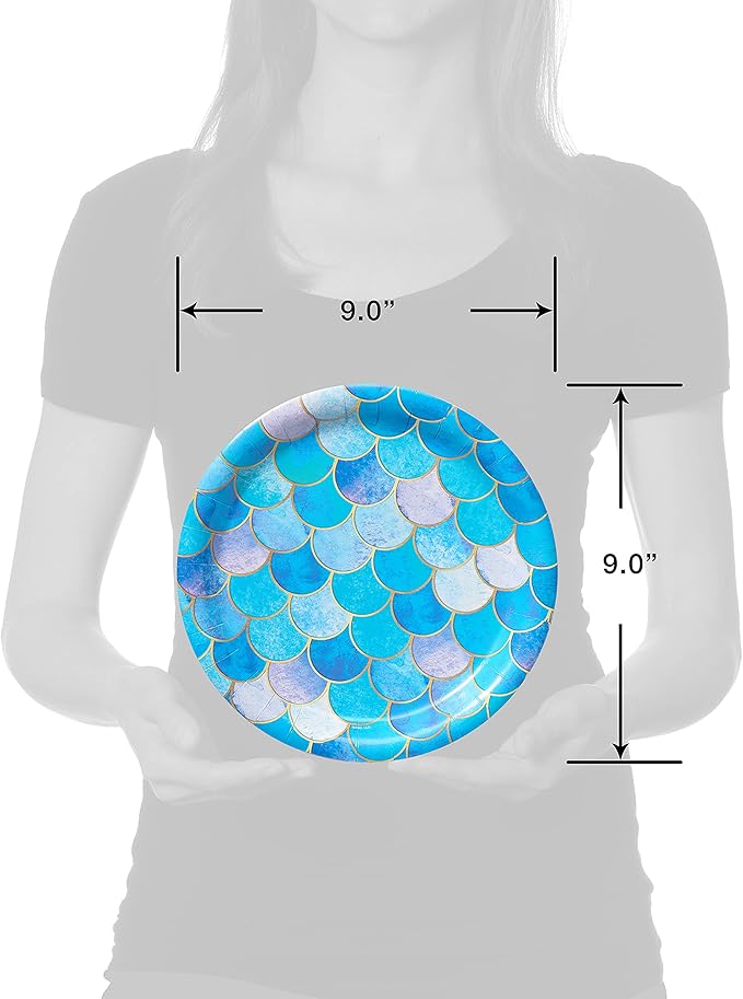 American Greetings Mermaid Party Supplies, Dinner Plates - Image 3